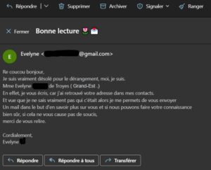 le mail amical d'Evelyne